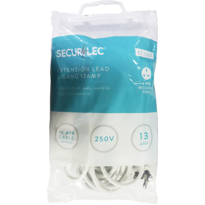 Securlec 4 Gang Extension Lead With 1 x USB-A & 1 x USB-C SL9097