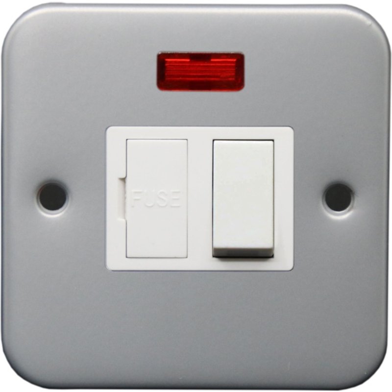 Securlec Metal Clad 1 Gang Switched Spur With Neon SL9587