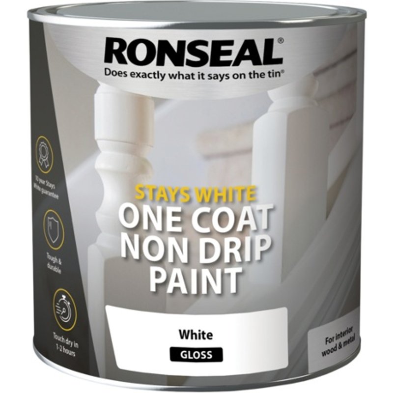 Ronseal Stays White One Coat Non Drip Paint 2.5L 37517