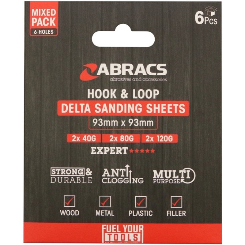 Abracs Hook & Loop Delta Sanding Sheet HLT9393MIX6