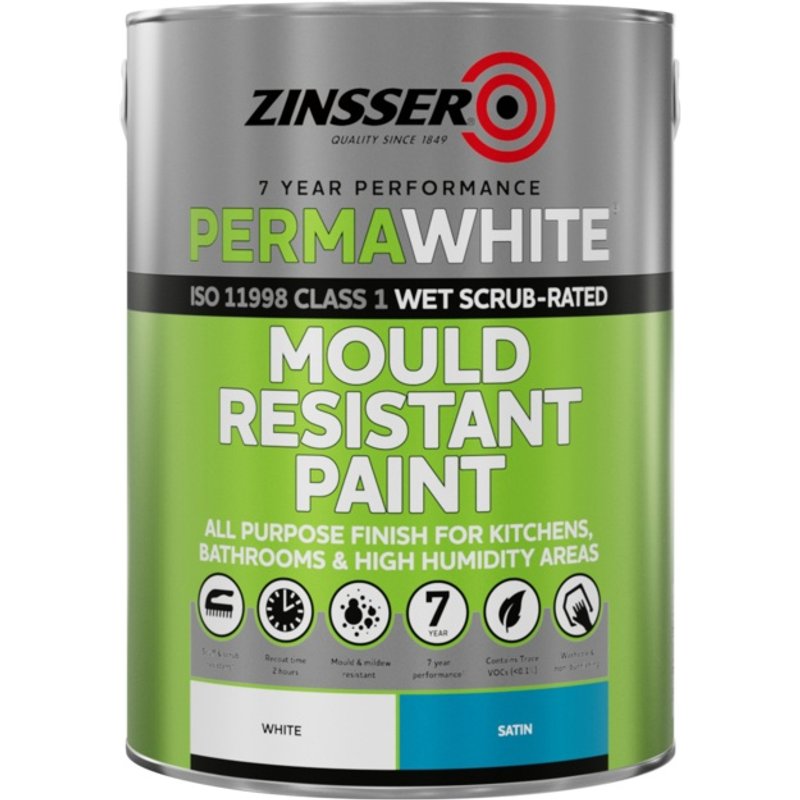 Zinsser Perma-White Interior Satin Mould Resistant Paint ZN7050001A1