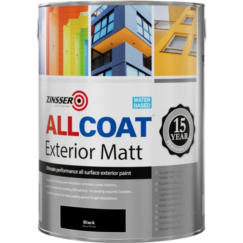 Zinsser Allcoat Exterior Water Based Matt Black ZN7390003A1