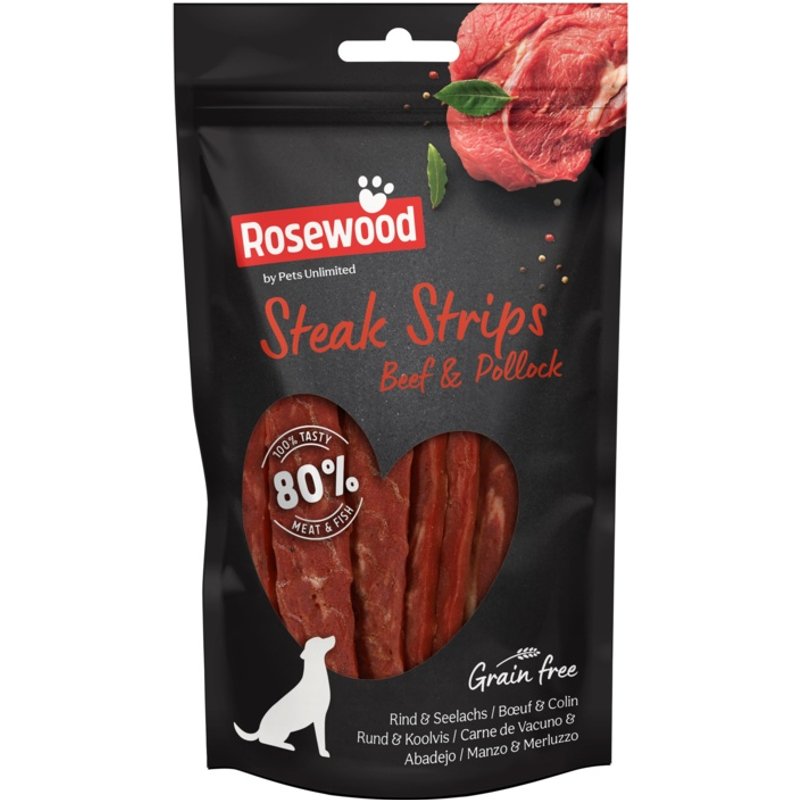 ROSEWOOD Steak Strips Beef & Pollock Dog Treats 10P00496