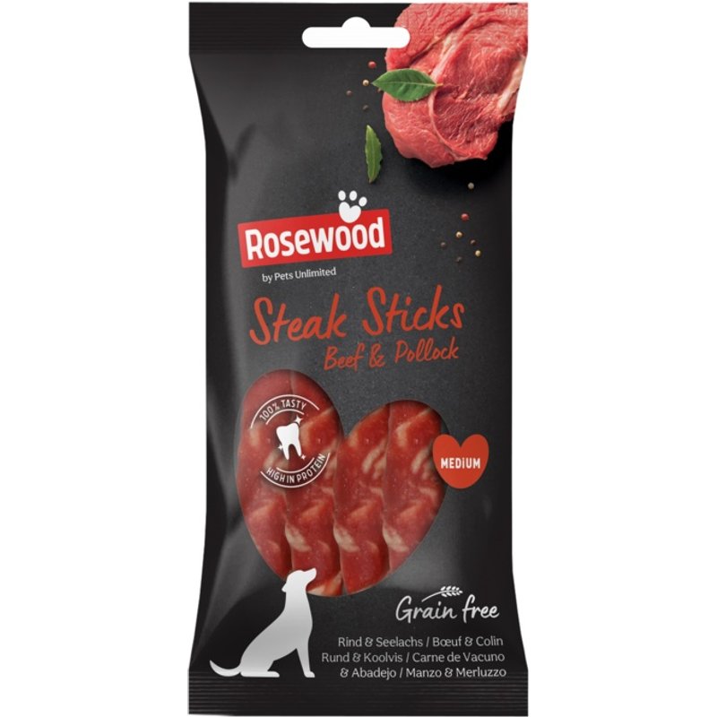 ROSEWOOD Steak Sticks Beef & Pollock Dog Treats 10P00495