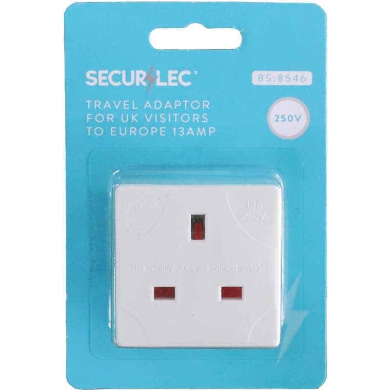 Securlec Travel Adaptor for UK Visitors to Europe 13A 250V SL9110