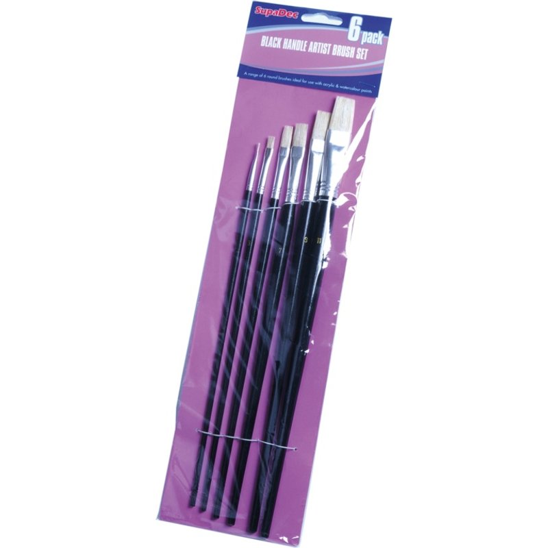 SupaDec Black Handle Artist Brush Set BAB6