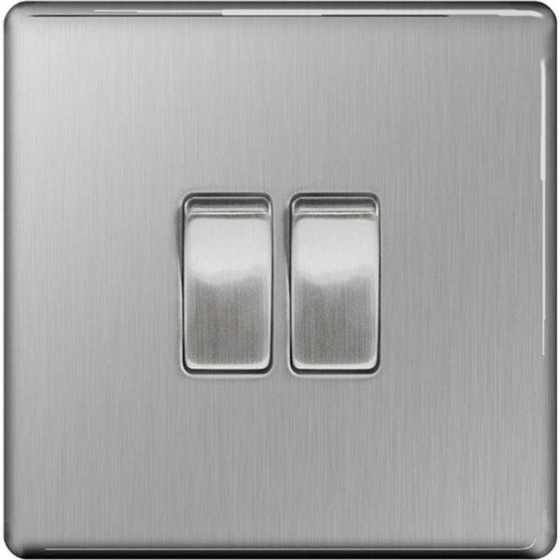 BG Light Switch 10ax Plate 2 Switch FBS42-01