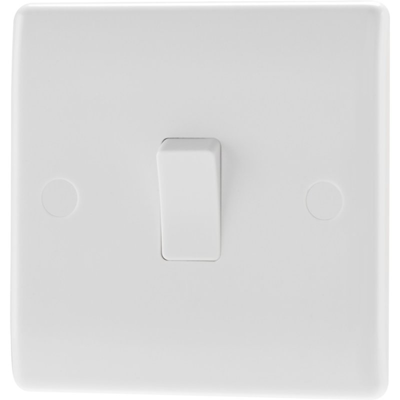 BG 1 Way 1 Gang White Round Edge Switch MWA 811-01