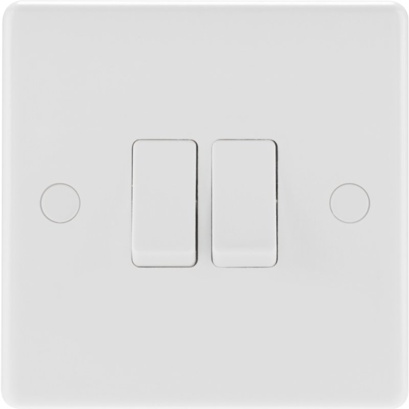 BG 2 Gang 2 Way White Round Edge Switch MWA 842-01