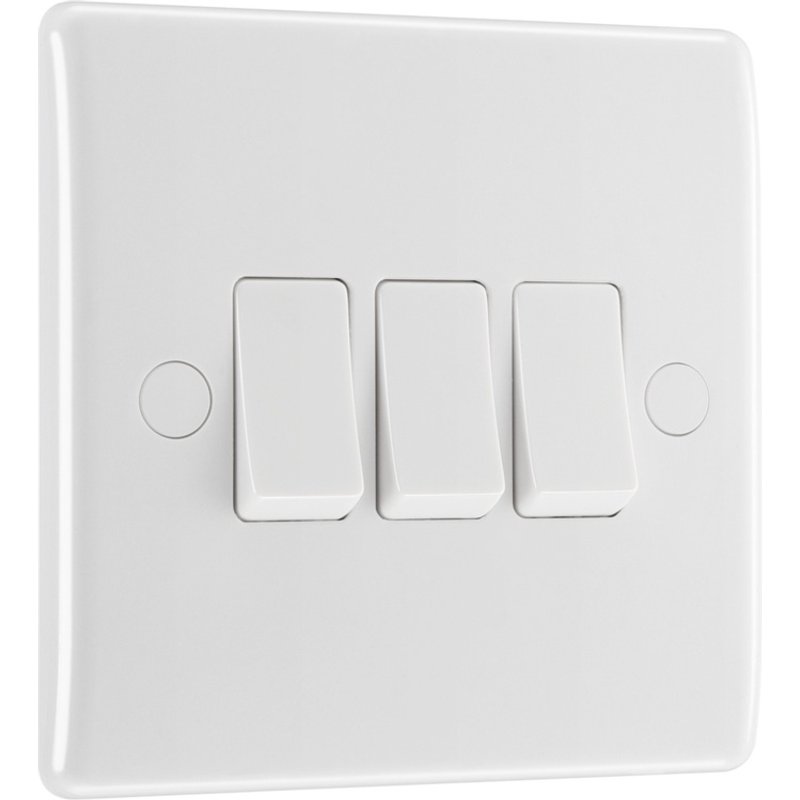 BG 3 Gang 2 Way White Round Edge Switch MWA 843-01