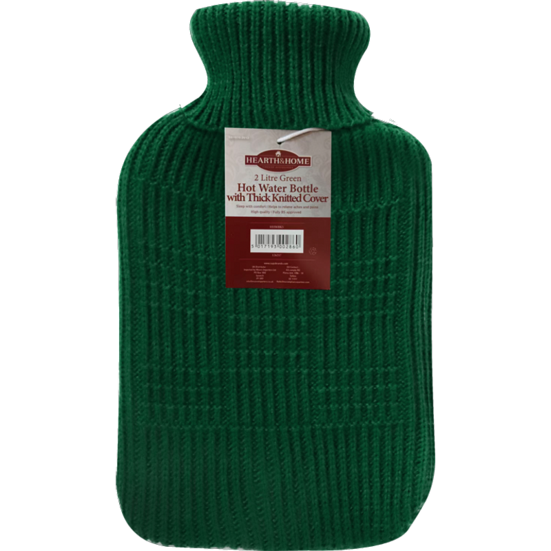 Hearth & Home Hot Water Bottle With Thick Knitted Cover 2L HHWBK5