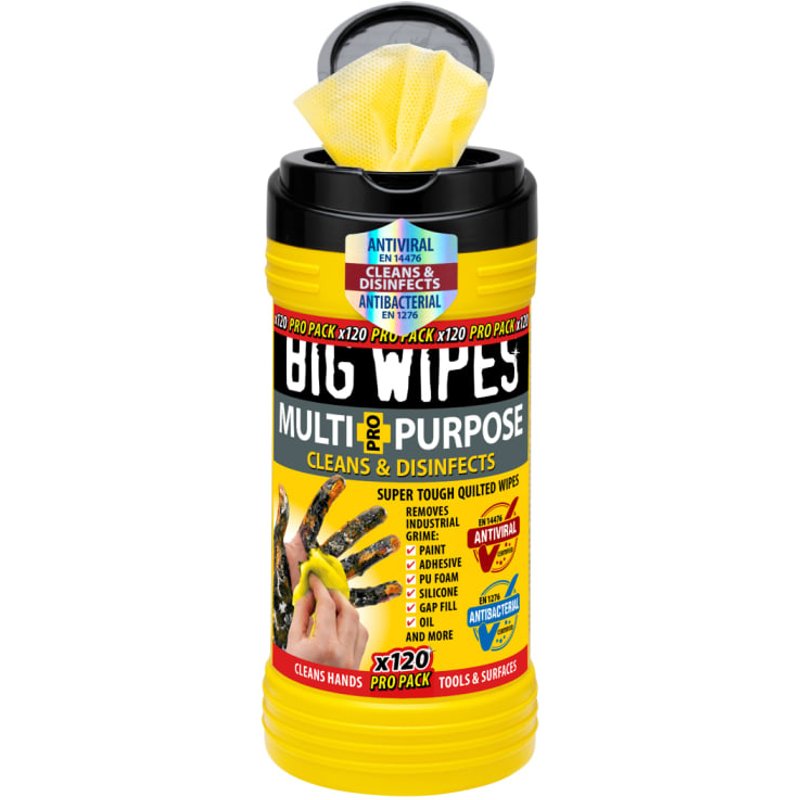 Big Wipes Multi-Purpose Pro+ Antiviral Wipes (Pro Pack Tub 120) 2412 0000