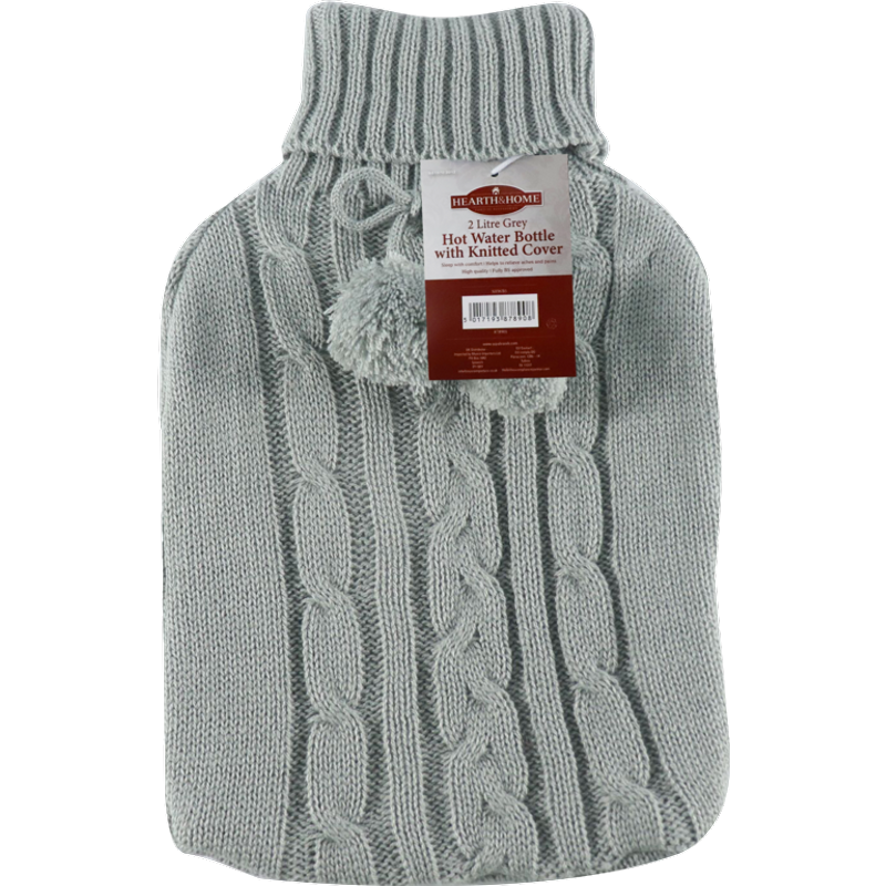 Hearth & Home Hot Water Bottle with Knitted Cover 2L SHWB5