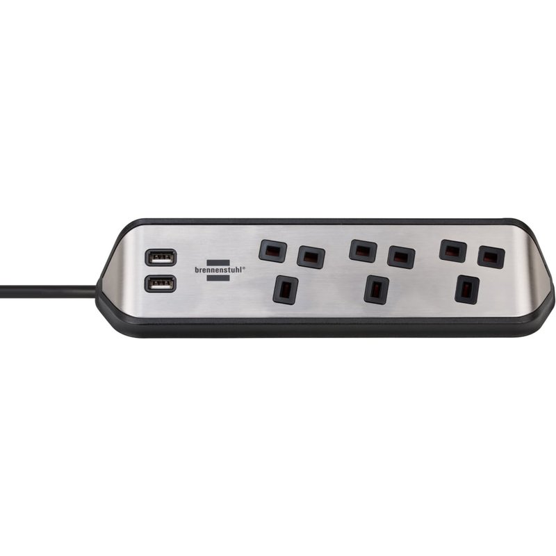 Brennenstuhl estilo Corner Extension Lead 240V 3-Gang 13A Black 2m 1153593410
