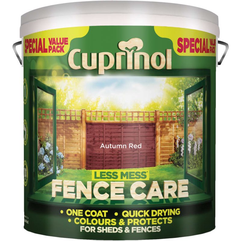 Cuprinol Less Mess Fence Care Autumn Red 6L 5194068