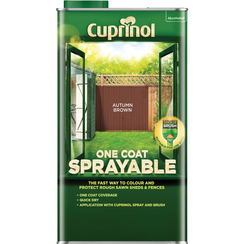 Cuprinol One Coat Sprayable Fence Treatment Autumn Brown 5 litre 5355968