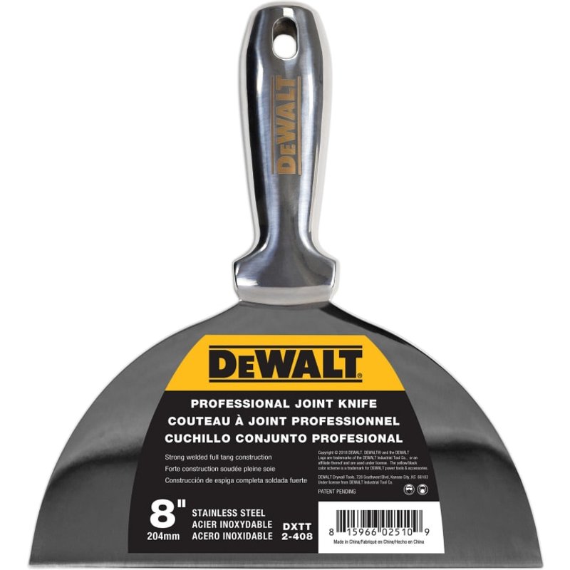 DEWALT Drywall Stainless Steel Jointing/Filling Knife 200mm (8in) EU2-408