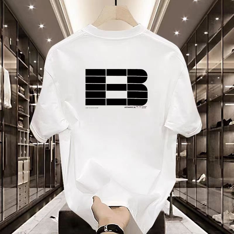 Men's Clothing Summer New Style Versatile Handsome American Hong Kong Style Short Sleeved T Shirt Top Ins Half Sleeved Round Neck