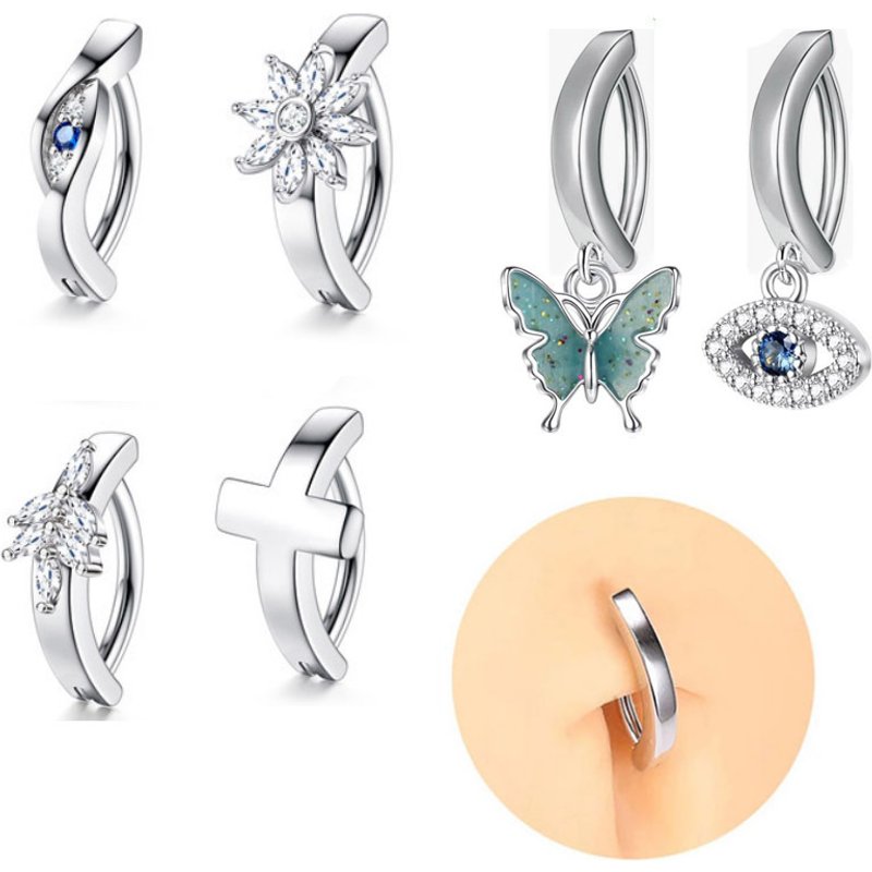 European And American Cross-Border Simple Devil's Eye Pendant Snowflake Belly Button Ring Piercing Jewelry Wholesale