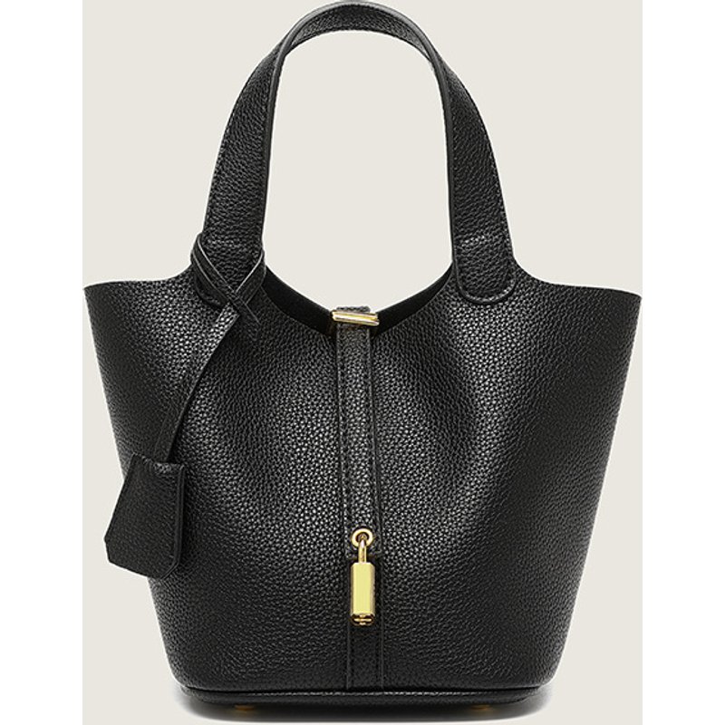 2024 New Vegetable Basket European And American Style Soft Leather Women's Large Capacity Lychee Pattern Bucket Bag Handbag