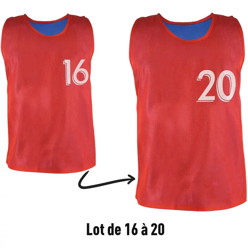 Chasubles réversibles numérotées (N° 16 à 20) Sporti (x5)