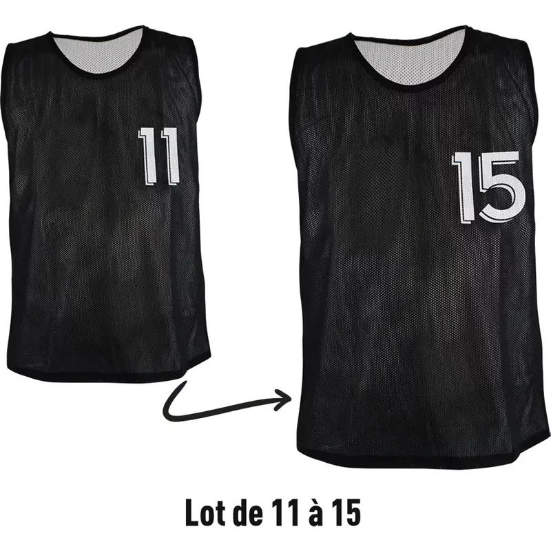 Chasubles réversibles numérotées (N° 11 à 15) Sporti (x5)