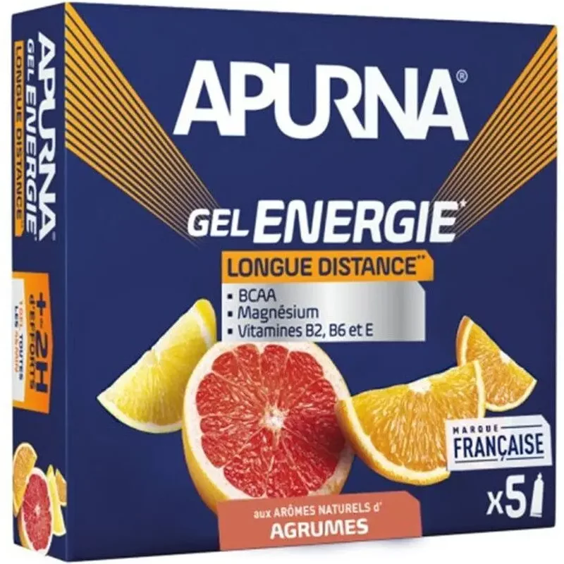 Lot de 5 gels énergétique longue distance agrumes +2h d'efforts Apurna
