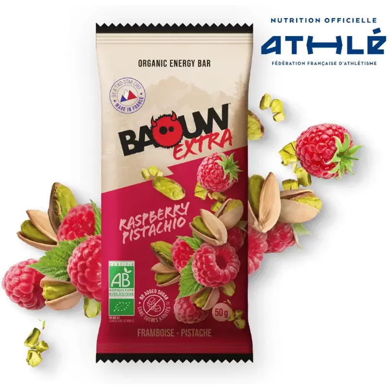 Barres de nutrition Extra Framboise-Pistache Baouw