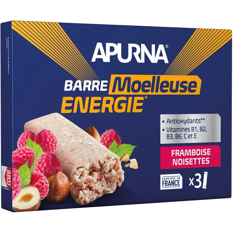 Lot de 3 barres Energie Apurna Noisette/Framboise