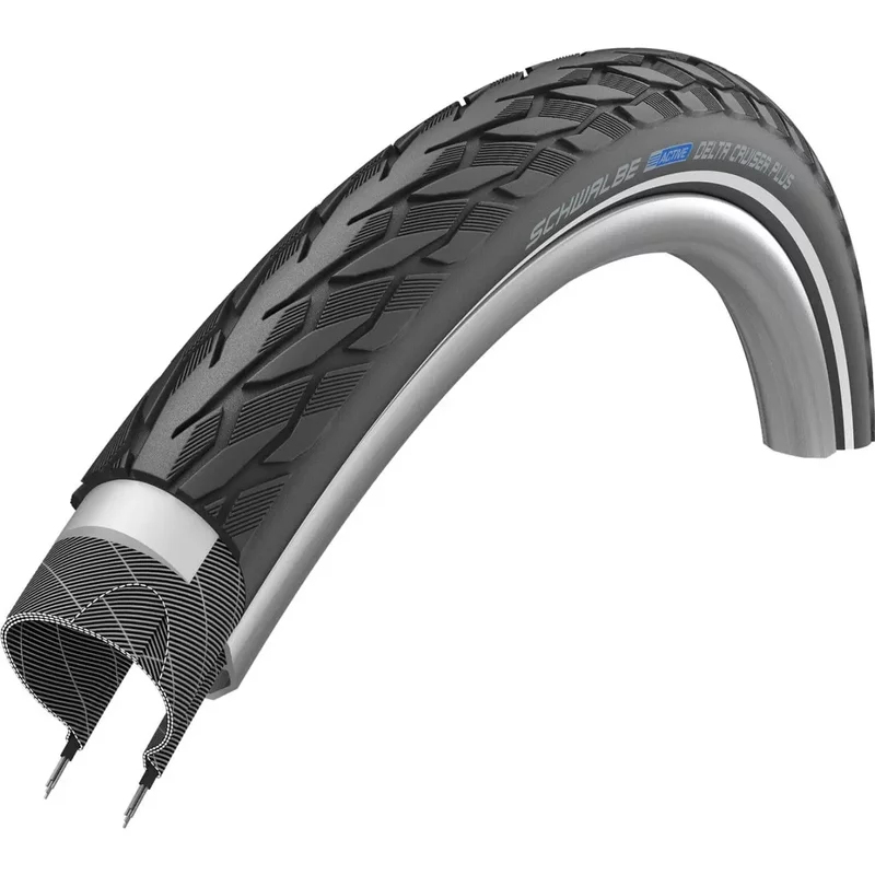 Pneu rigide avec réfléchissant Schwalbe Delta Cruiser Plus Active Punctureg. Twinskin 47-406