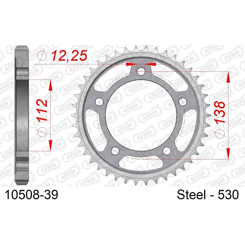 Pignon en acier Afam 530 39 dents