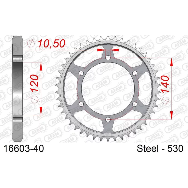 Pignon en acier Afam 530 40 dents