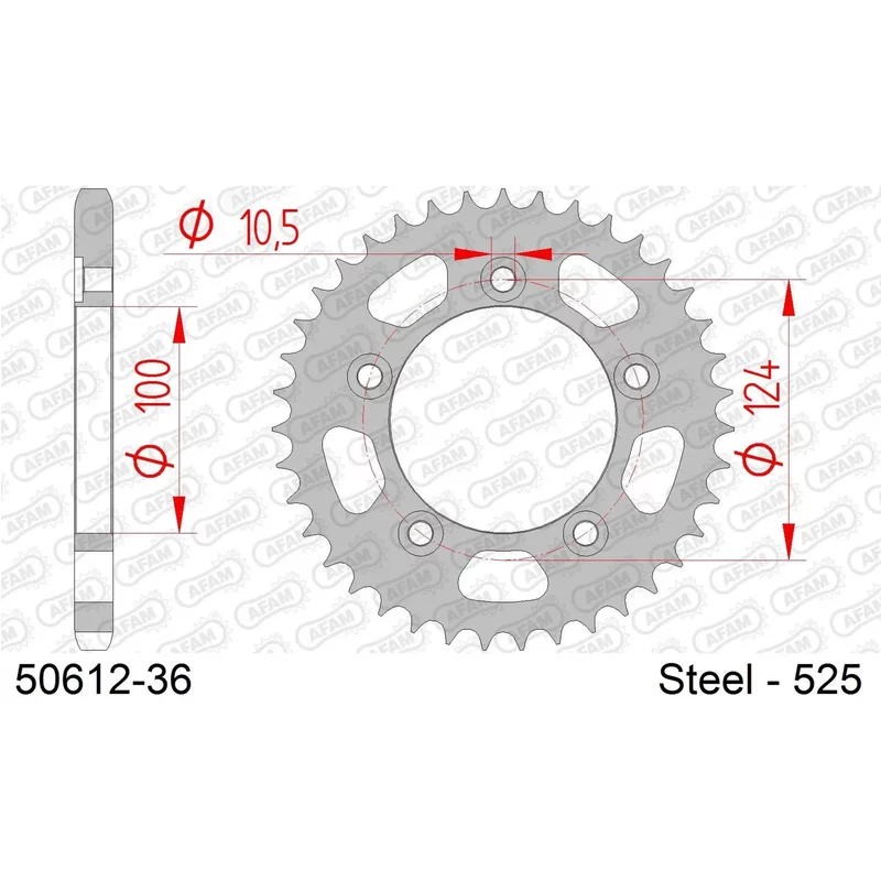 Pignon moto acier arrière Afam 525 36 dents