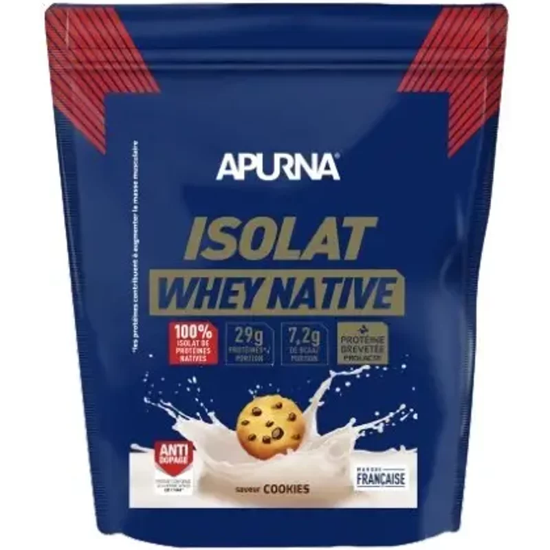 Nutrition protéinée saveur Cookie et Cream Apurna Isolat Native