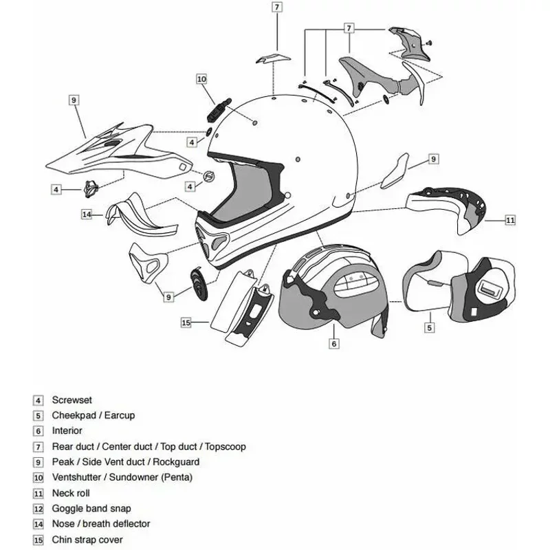 Mousse casque de moto Arai Penta Pro off road
