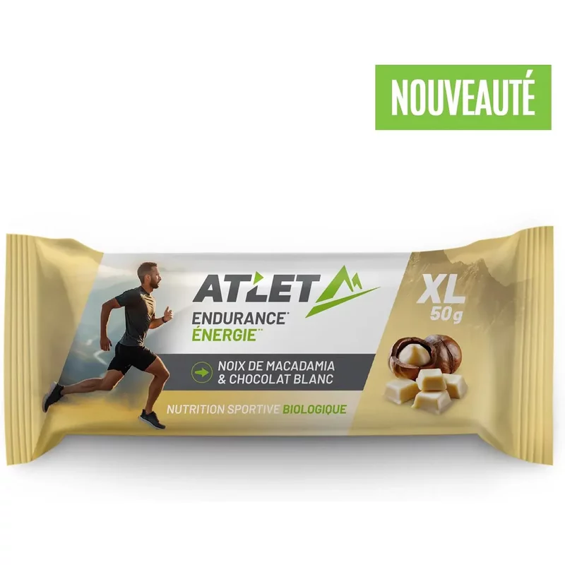 Barre énergétique Bio macadamia et chocolat blanc ATLET Nutrition