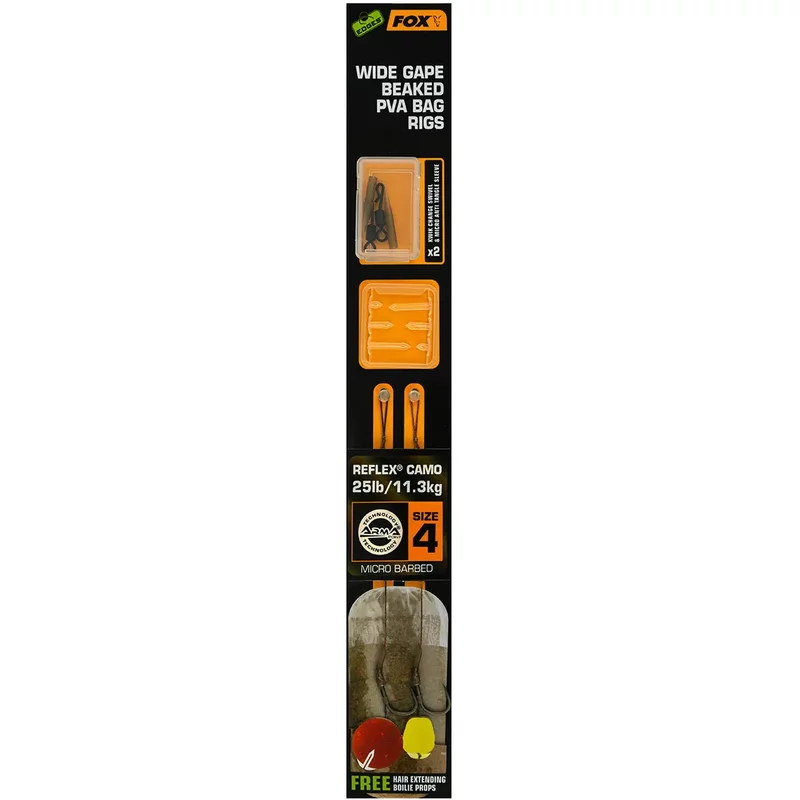 Bottom of the line Fox Edges Wide Gape Beaked PVA Ready Rigs - 25lb