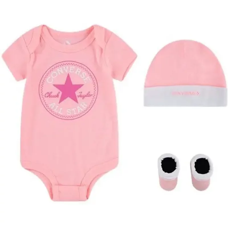 Ensemble bonnet + body + chaussons bébé garçon Converse Classic CTP