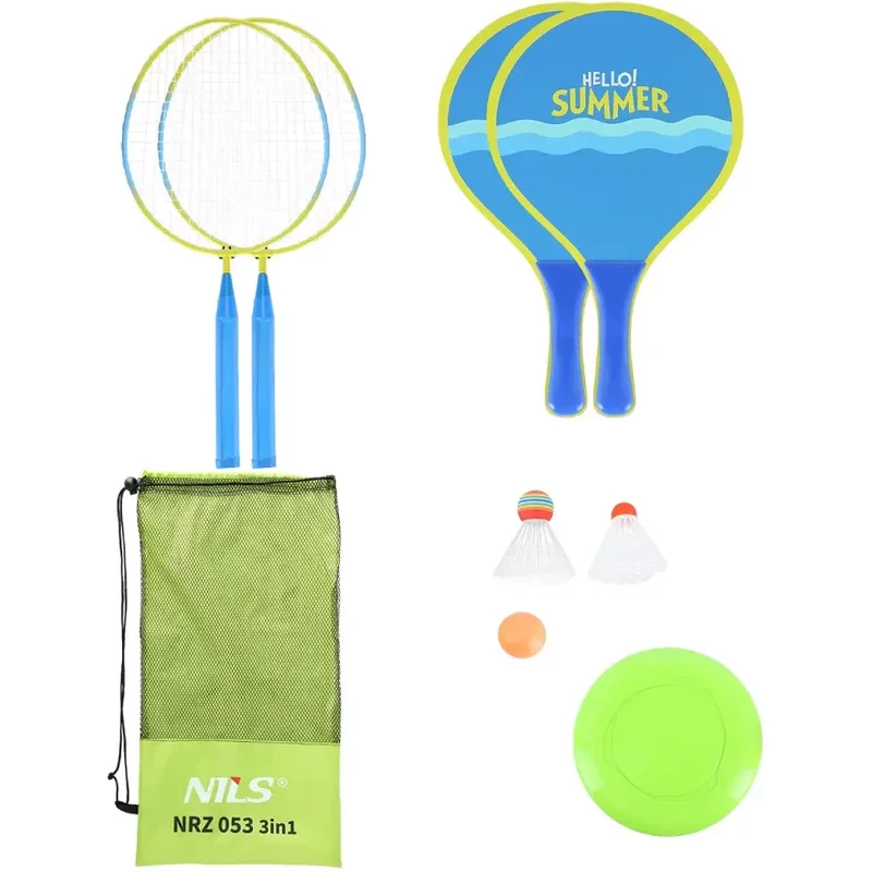 Raquette de badminton/plage + 3 volant + frizbi enfant NILS NRZ053 Frizbi (x7)