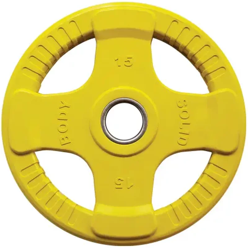 Disques Body-Solid olympiques 4 Grip en caoutchouc coloré 15 kg