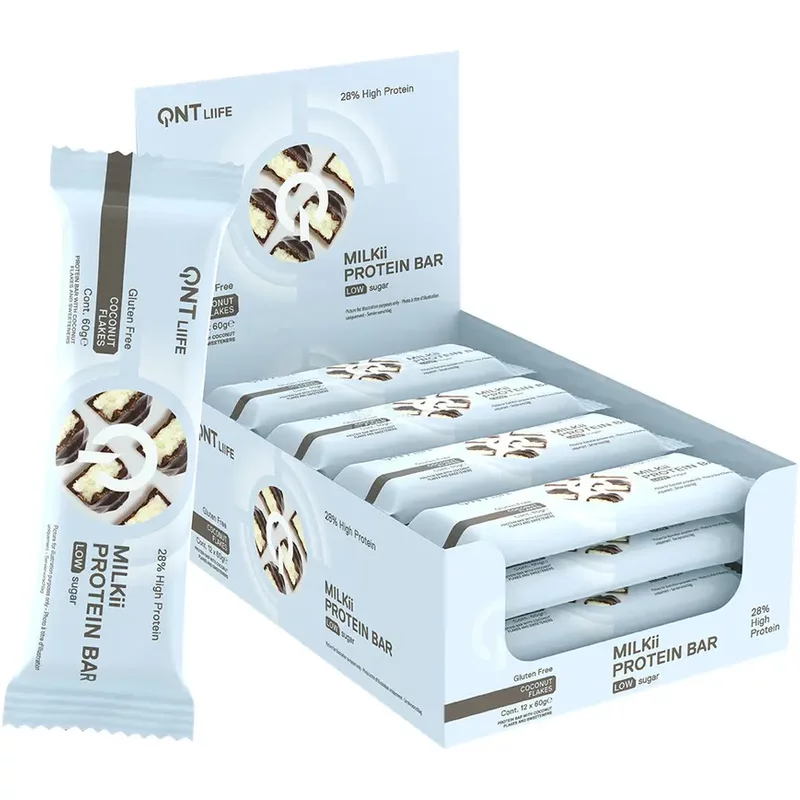Nutrition protéinée Flocons de noix de coco QNT Liife Milkii Protein Bar Low sugar
