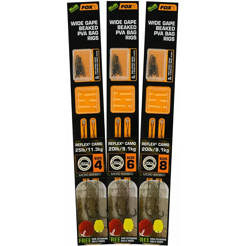 Bottom of the line Fox Edges Wide Gape Beaked PVA Ready Rigs - 20lb