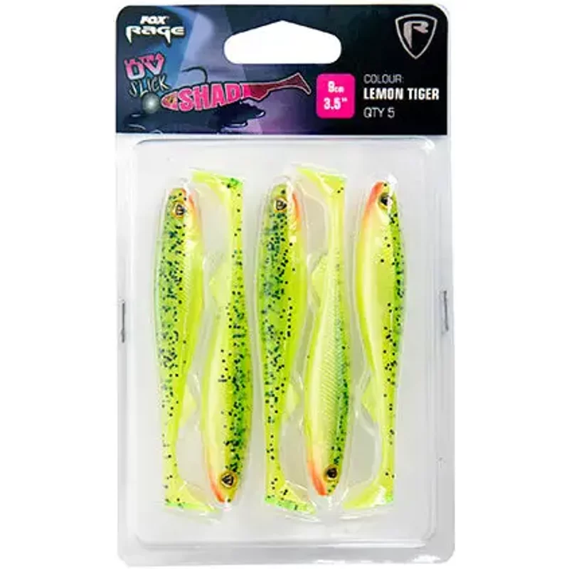 Soft lure Fox Rage slick shad ultra UV lemontiger 3.5" x 5