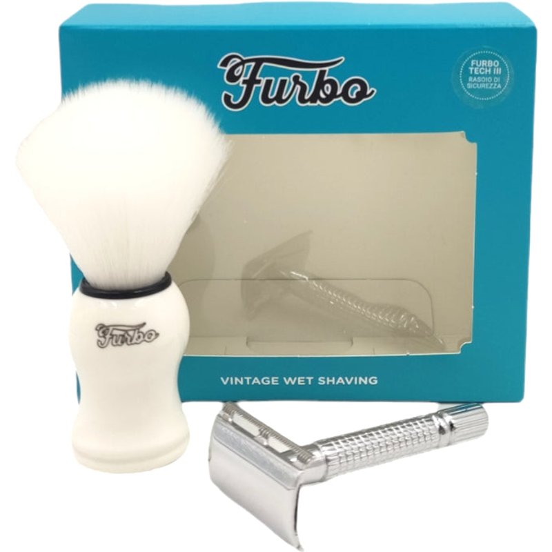 Furbo Rasoio Di Sicurezza Furbo Tech Iii + Pennello Professionale Vintage Wet Shaving - Vintage Wet Shaving-image