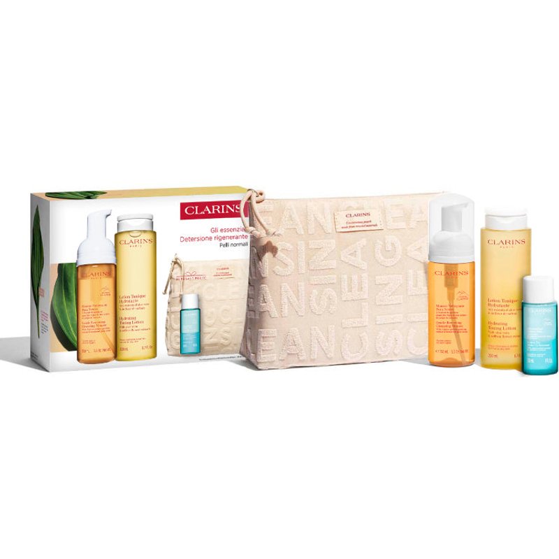 Clarins Mousse Nettoyante Peau Neuve + Lotion Tonique Hydratante Tutti I Tipi Di Pelle - 200 Ml Tonico Viso + 150 Mousse Detergente + 30 Ml Struccante Bifasico-image