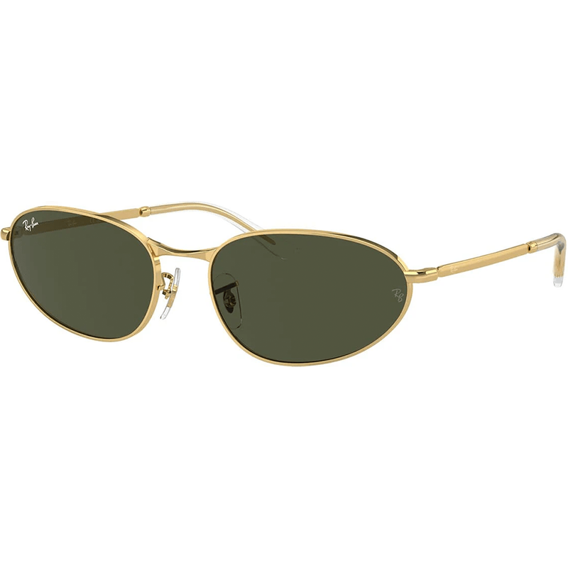 Ray - Ban Unisex Ray - Ban RB3734 001/31 Okulary przeciwsłoneczne Metal Złoty Zielony Geometryczny Normalna