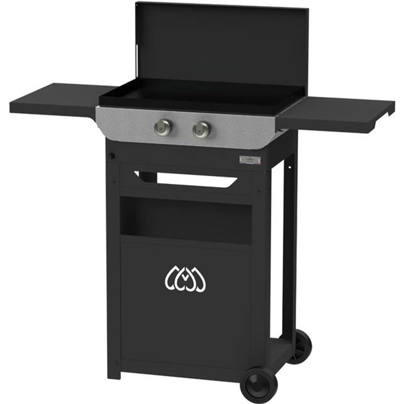 Ensemble Plancha Gaz, Chariot et Couvercle en Acier et Inox Original