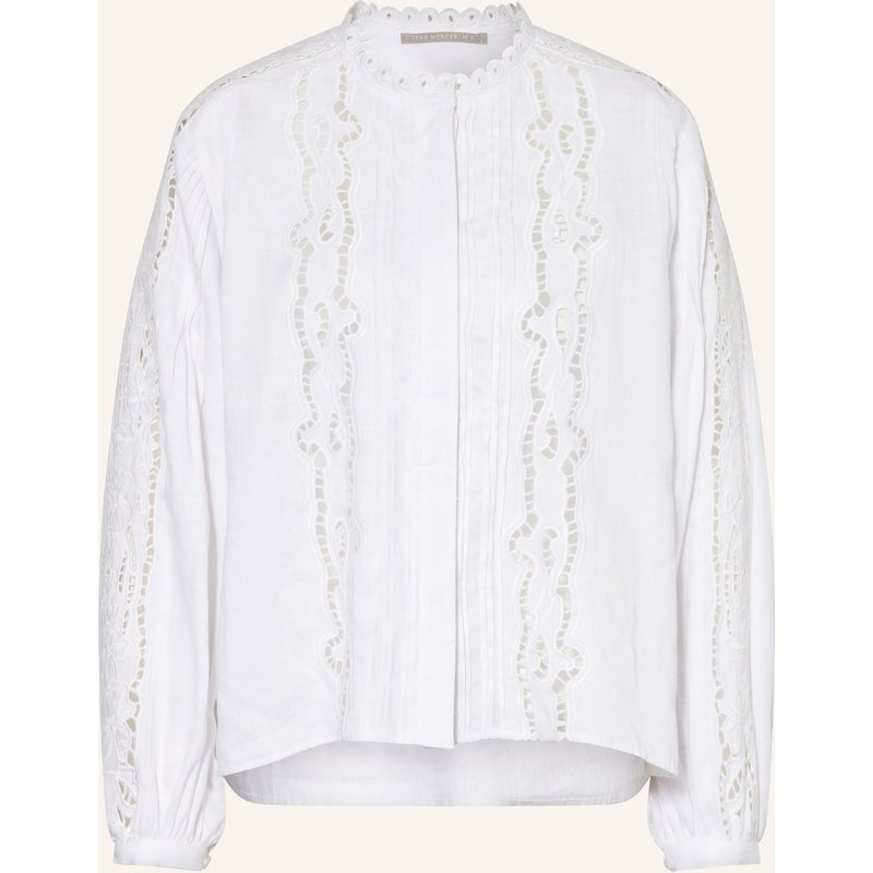 (The Mercer) N.Y. Leinenbluse Mit Lochspitze weiss