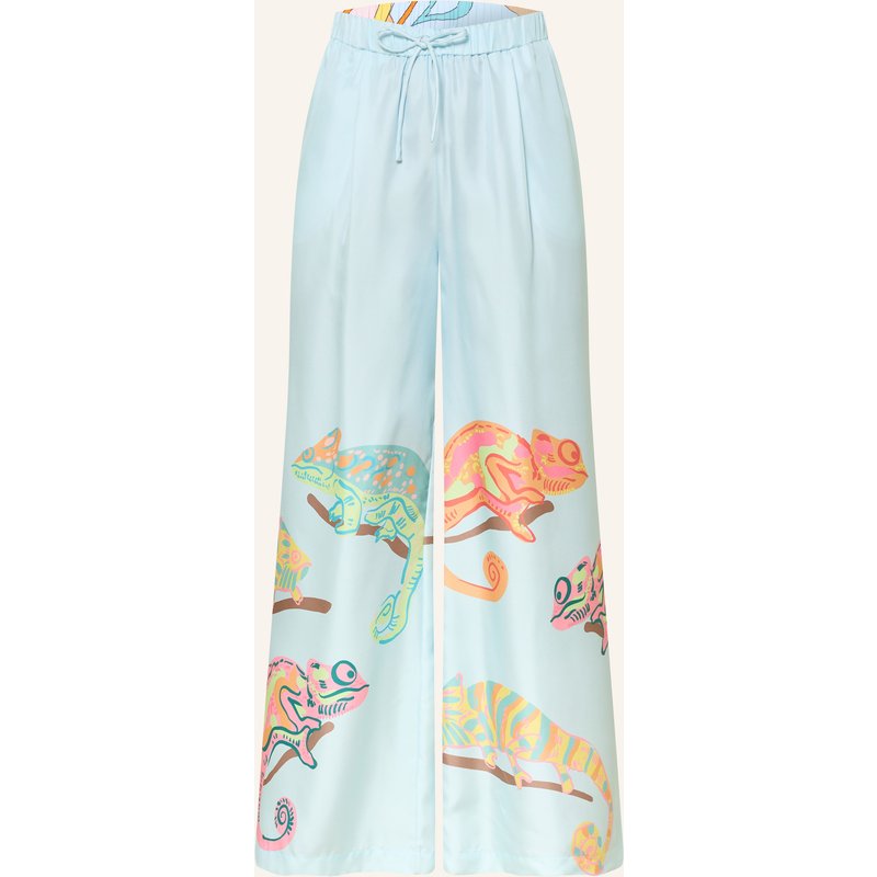 Herzens Marlenehose Aus Seide blau