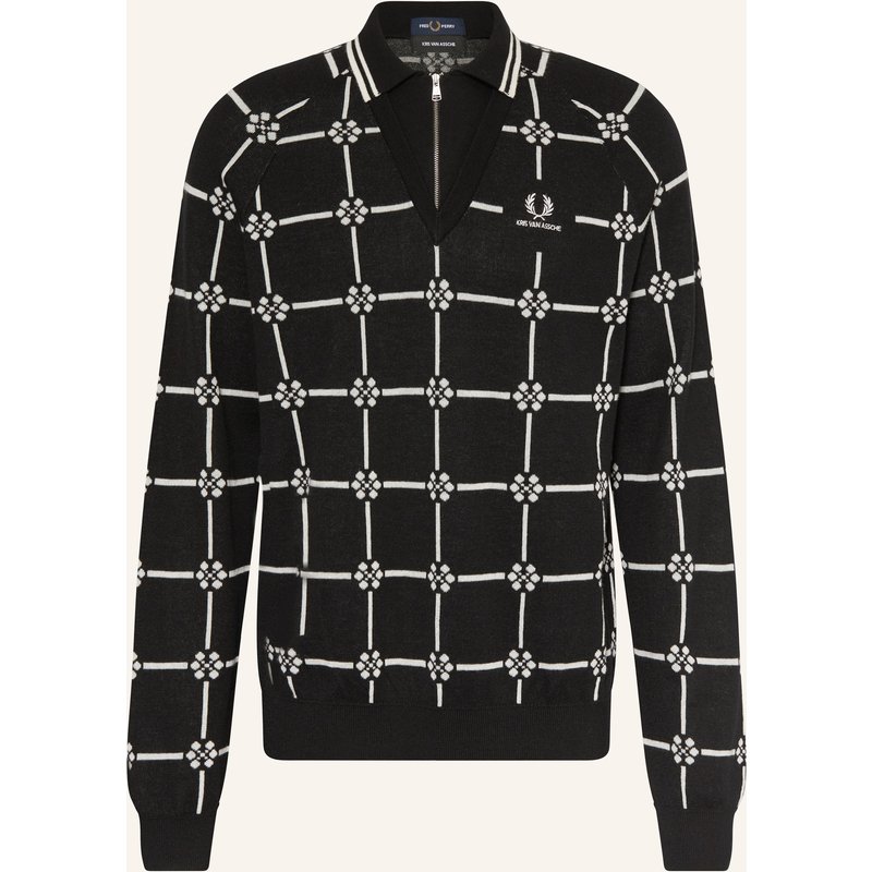 Fred Perry Strick-Poloshirt schwarz